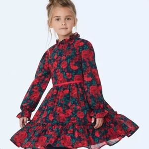 3 year old girl's dress JANIE AND JACK FLOWERED RED AND GREEN